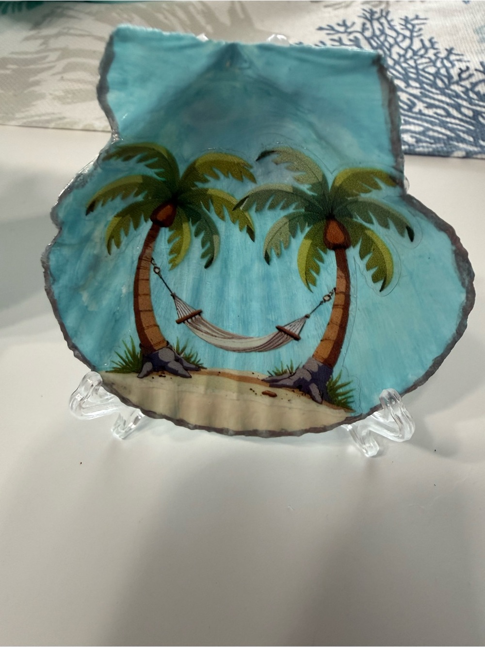 Turquoise Palm Tree Hammock Decorative shell 2”-3”
